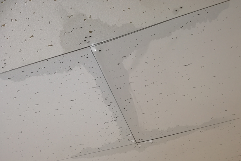 天井から雨漏りしている画像